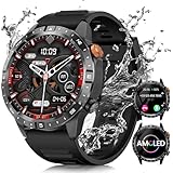 2024 Reloj Inteligente Hombre, 1.43' AMOLED Smartwatch con Llamadas, 24/7 Pulsómetro SpO2, Monitor de Sueño, Podómetro, 450mAh IP68 Impermeable Pulsera Actividad 70+ Modos Deportivos Android iOS Negro