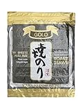 Alga Nori seca para sushi japonés Gold 1 paquete de 50 hojas (1 Pack)