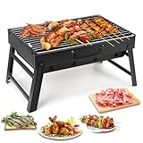 Uten Barbacoas Portátiles de Carbón, Parrilla de Acero Inoxidable para Ahumar y Acampar al Aire Libre, Char Broil BBQ Pit Grill (Mediano), Negro