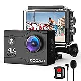 COOAU Camara Deportiva 4K30FPS 20MP WiFi con Micrófono Externo, Gran Angular 170 °, Camara Acuatica Sumergible 40M Impermeable Videocámara de Casco con Control Remoto, 2×1200mAh Baterías, Accesorios