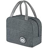 Jewan Bolsa con Aislamiento Térmico 6L, Bolsa Porta Alimentos, para Almuerzo, Exteriores Picnic Colegio Trabajo, Portátil e Isotérmica Lunch Bag (Gris)