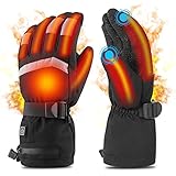 Guantes Calefactables Eléctrico con Pantalla Táctil, Batería Recargable 7.4V 4000 MAh Guantes para Caza, Pesca, Moto, Esquí y Ciclismo - para Hombre Mujer con Calefacción en Las Puntas de los Dedos