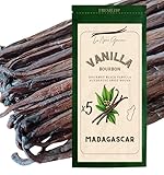 5 vainas de vainilla Bourbon Origen Madagascar tamaño 15-18 CM - La Noire Gourmet : Sabor auténtico e intenso - Bolsa fresca resellable con cremallera (5 unidades)