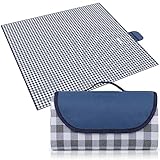 Eucomir Manta de Pícnic,Manta para Picnic Impermeable 200x200CM,Tapete de Picnic Plegable con Asa, Apta para Hacer Senderismo, Viajar, IR de Acampada, Al Aire Libre y Fiesta,Azul Tibetano