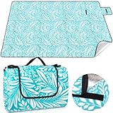 JAMATA Manta de Picnic 200 x 200 cm, Impermeable Portátil Manta de Playa, Manta de Camping con Asa, Tapete de Picnic para Playa, Barbacoa, Pícnic, Senderismo, Viajes, Camping